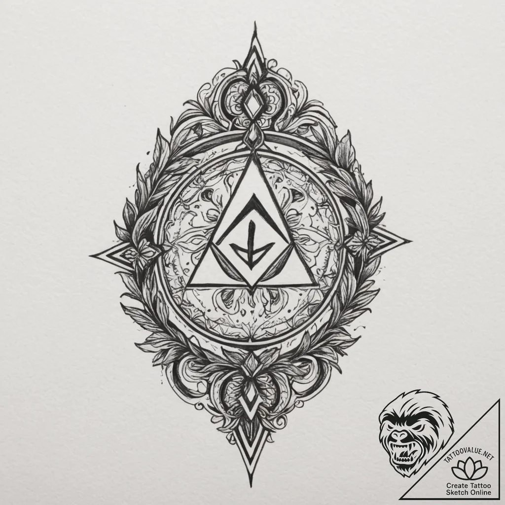 149. tattoo design: a minimalist "veda" rune,... - tattoo sketch (№1755555749_0, 18.08.2025 22:22) — tattoovalue.net