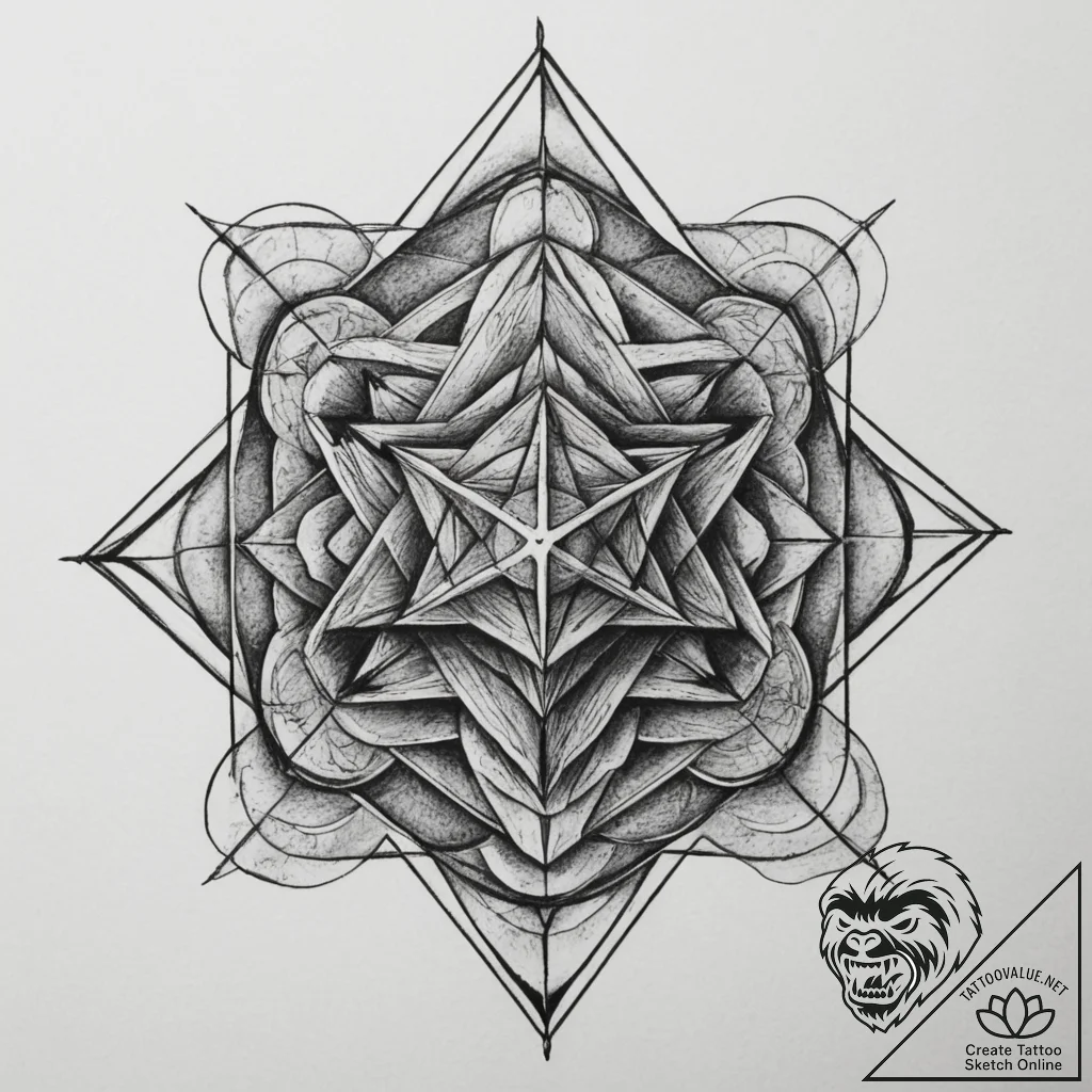 Metatron's cube, tattoo sketch design, black... - tattoo sketch (№1755556744_0, 18.08.2025 22:39) — tattoovalue.net