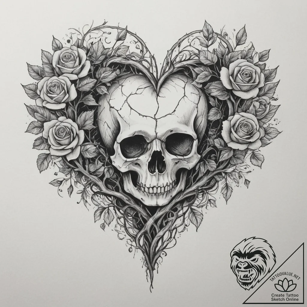 Tattoo sketch a stylized tree of life with ro... - tattoo sketch (№1755556942_0, 18.08.2025 22:42) — tattoovalue.net