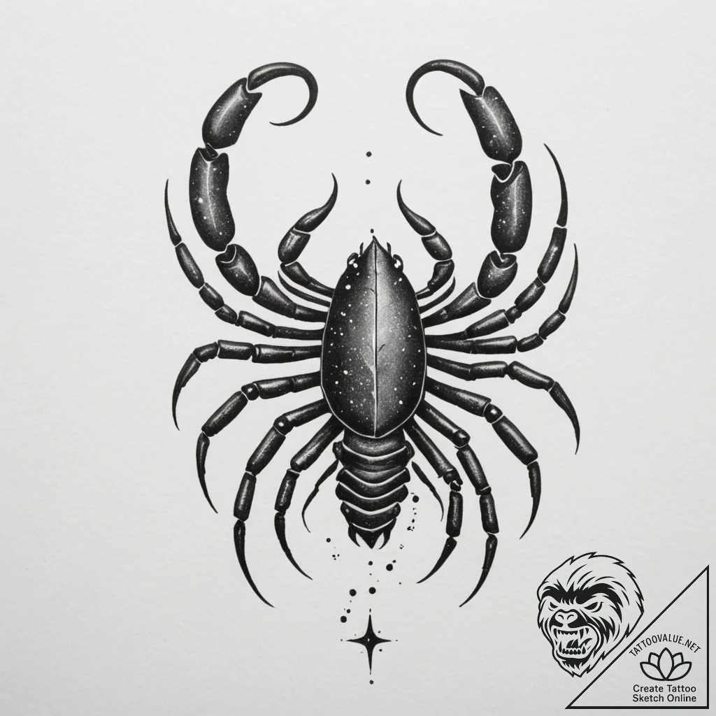 Tattoo design a scorpio constellation, with s... - tattoo sketch (№1755558343_0, 18.08.2025 23:05) — tattoovalue.net