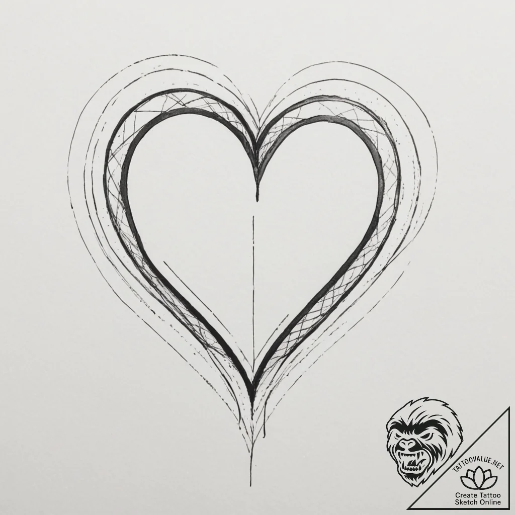 Tattoo design a geometric heart, composed of... - tattoo sketch (№1755560136_0, 18.08.2025 23:35) — tattoovalue.net