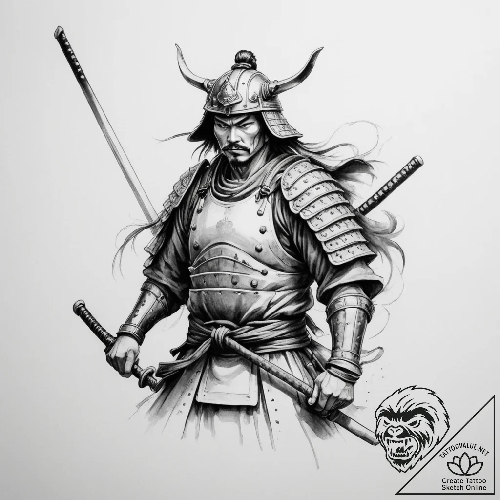 Samurai - tattoo sketch (№1755560341_0, 18.08.2025 23:39) — tattoovalue.net