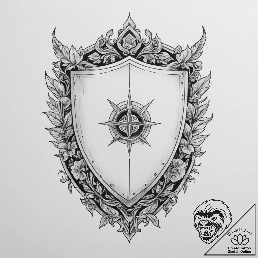 Tattoo design a personalized "shield" with sy... - tattoo sketch (№1755560738_0, 18.08.2025 23:45) — tattoovalue.net