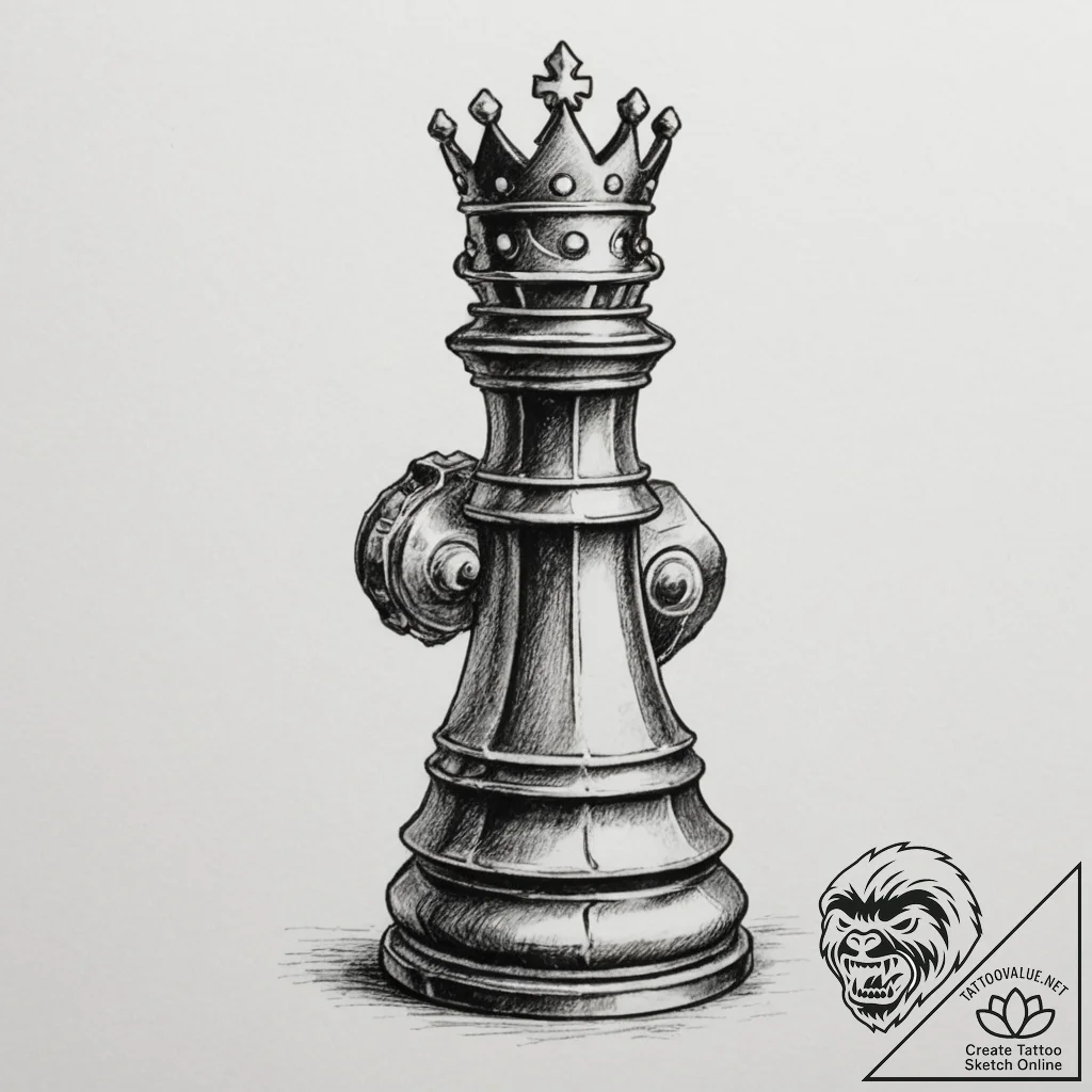 Tattoo design a stylized chess piece (king or... - tattoo sketch (№1755561344_0, 18.08.2025 23:55) — tattoovalue.net