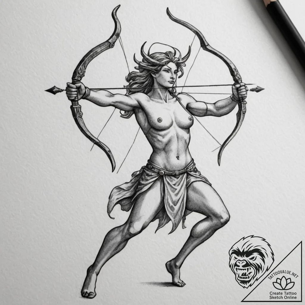 Tattoo sketch a sagittarius archer as an anci... - tattoo sketch (№1755561542_0, 18.08.2025 23:59) — tattoovalue.net