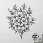 Tattoo design a branch with multiple blossoms… – tattoo sketch (№1755561945_0, 19.08.2025 00:05) — tattoovalue.net