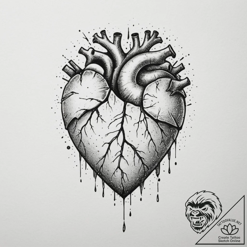 Tattoo design a pixelated heart container wit... - tattoo sketch (№1755563356_0, 19.08.2025 00:29) — tattoovalue.net
