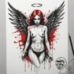 Angel of death, tattoo sketch design, black a… – tattoo sketch (№1755564157_0, 19.08.2025 00:42) — tattoovalue.net