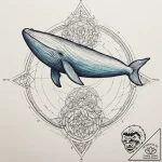 Whale, tattoo line art, vibrant colors, full… – tattoo sketch (№1755564361_0, 19.08.2025 00:46) — tattoovalue.net