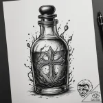A health potion bottle (from video games), in… – tattoo sketch (№1755565568_0, 19.08.2025 01:06) — tattoovalue.net