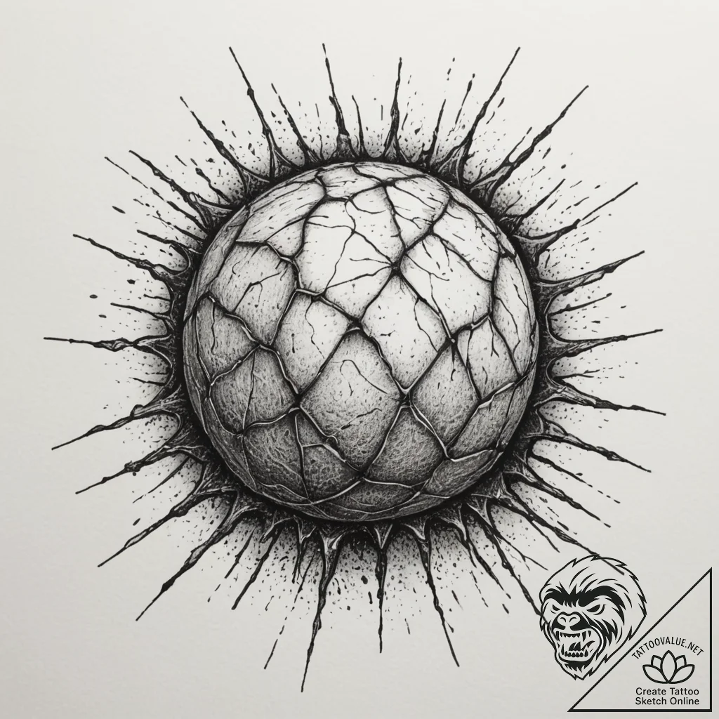 Tattoo sketch cracked earth or concrete, with... - tattoo sketch (№1755566172_0, 19.08.2025 01:16) — tattoovalue.net