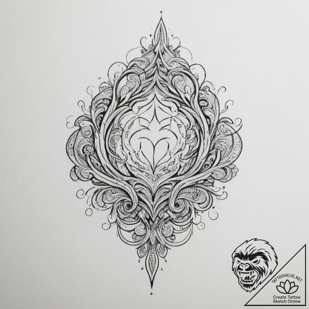 Tattoo design a fluid, abstract representatio... - tattoo sketch (№1755566768_0, 19.08.2025 01:26) — tattoovalue.net