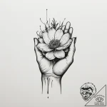 Tattoo sketch a hand holding a single, delica… – tattoo sketch (№1755567951_0, 19.08.2025 01:45) — tattoovalue.net
