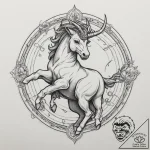 Tattoo design a zodiac animal in a dynamic po… – tattoo sketch (№1755568148_0, 19.08.2025 01:49) — tattoovalue.net