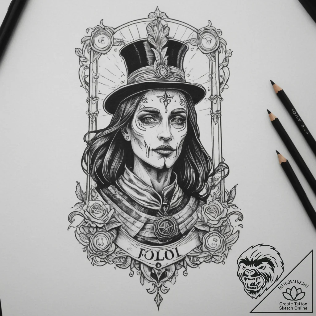 Tarot card (e.g., the fool, the magician, dea... - tattoo sketch (№1755569140_0, 19.08.2025 02:05) — tattoovalue.net