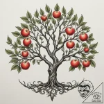 Apple tree, tattoo sketch design, on a clean… – tattoo sketch (№1755569339_0, 19.08.2025 02:08) — tattoovalue.net