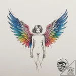 Fallen angel, tattoo drawing outline, vibrant… – tattoo sketch (№1755569935_0, 19.08.2025 02:18) — tattoovalue.net