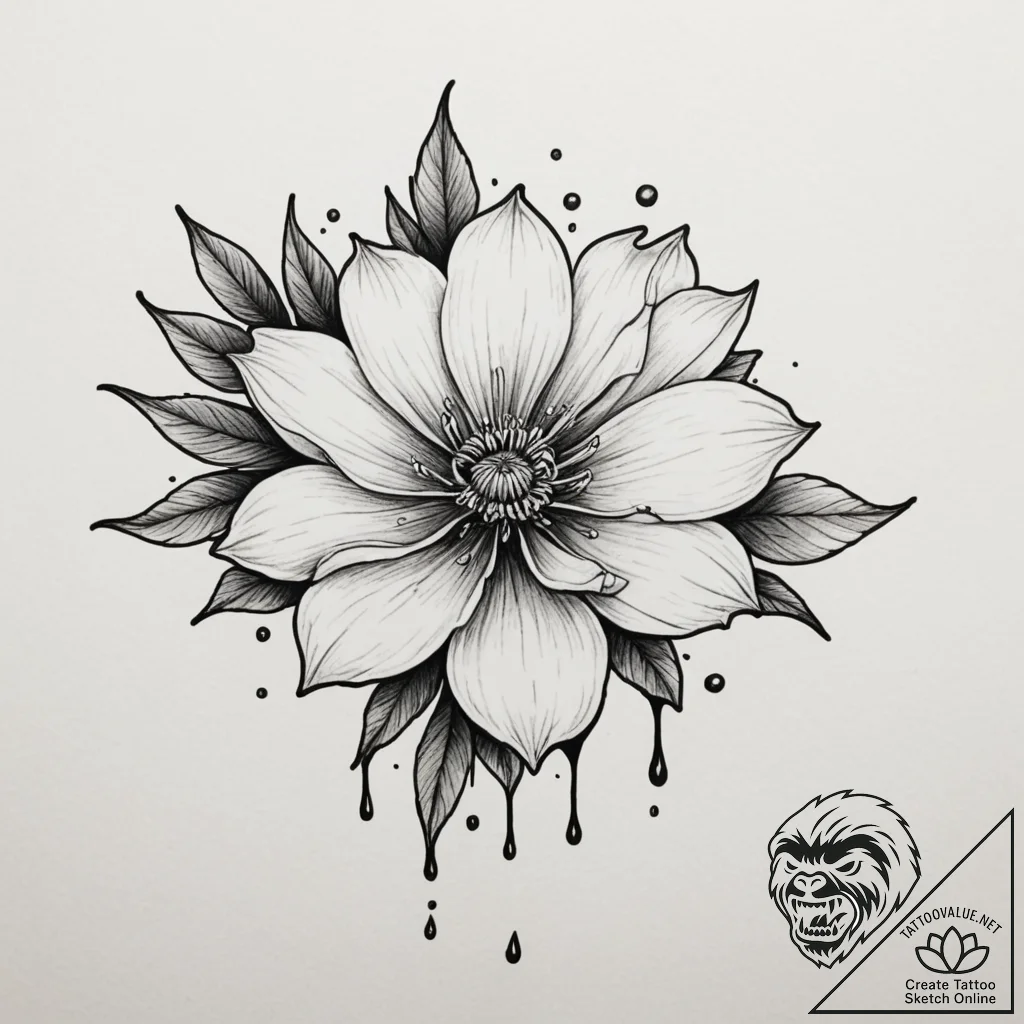 Tattoo sketch a single, falling tear transfor... - tattoo sketch (№1755570731_0, 19.08.2025 02:32) — tattoovalue.net