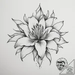 Lily, tattoo flash sheet design, on a clean w… – tattoo sketch (№1755570933_0, 19.08.2025 02:35) — tattoovalue.net