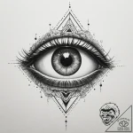 Tattoo sketch a cosmic eye, symbolizing vigil… – tattoo sketch (№1755571332_0, 19.08.2025 02:42) — tattoovalue.net
