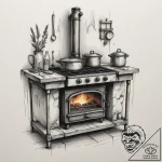 A warm and inviting farmhouse kitchen with a… – tattoo sketch (№1755571733_0, 19.08.2025 02:48) — tattoovalue.net