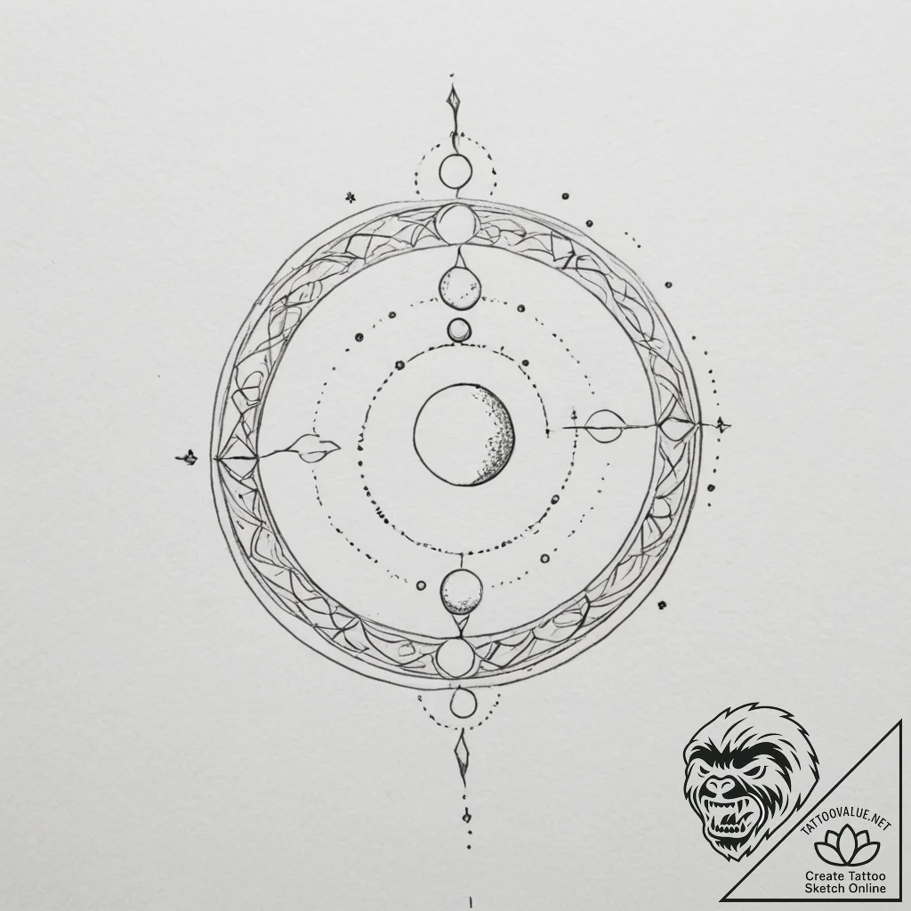 Tattoo sketch a subtle geometric moon phase s... - tattoo sketch (№1755572932_0, 19.08.2025 03:08) — tattoovalue.net
