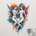 Tattoo sketch gemini twins with the “lovers”… – tattoo sketch (№1755574126_0, 19.08.2025 03:28) — tattoovalue.net