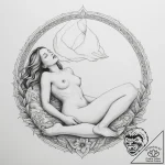 Tattoo sketch: a lunitsa protecting a sleepin… – tattoo sketch (№1755574526_0, 19.08.2025 03:35) — tattoovalue.net