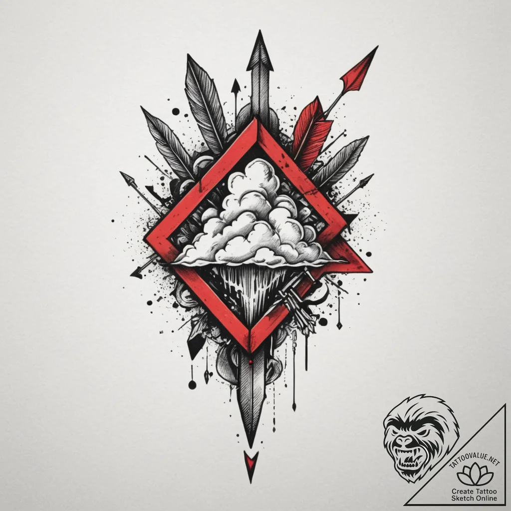 Tattoo sketch a stylized 'level up' arrow pie... - tattoo sketch (№1755575124_0, 19.08.2025 03:45) — tattoovalue.net