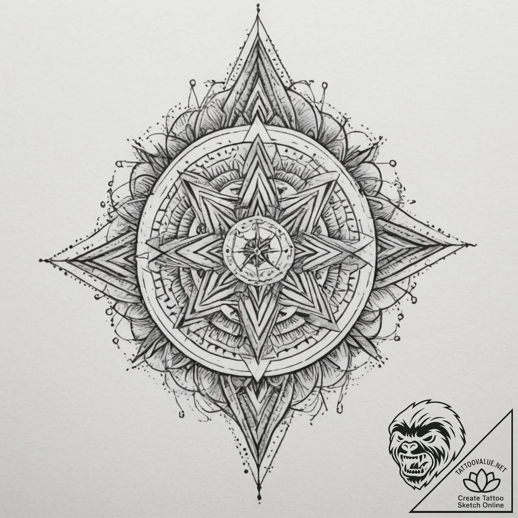 Tattoo design a geometric abstract representa... - tattoo sketch (№1755575518_0, 19.08.2025 03:51) — tattoovalue.net