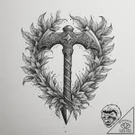 Tattoo sketch: perun’s stylized war axe, crac… – tattoo sketch (№1755576513_0, 19.08.2025 04:08) — tattoovalue.net