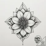 Tattoo design a minimalist geometric flower.,… – tattoo sketch (№1755577110_0, 19.08.2025 04:18) — tattoovalue.net