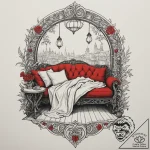 A cozy reading nook with a built-in bench, cu… – tattoo sketch (№1755577509_0, 19.08.2025 04:25) — tattoovalue.net