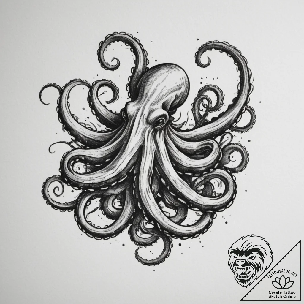 Tattoo sketch a strong, mythical sea creature... - tattoo sketch (№1755578893_0, 19.08.2025 04:48) — tattoovalue.net