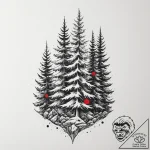 Fir trees, tattoo drawing outline, on a clean… – tattoo sketch (№1755579092_0, 19.08.2025 04:51) — tattoovalue.net