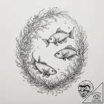 Tattoo design pisces fish, swimming among del… – tattoo sketch (№1755579291_0, 19.08.2025 04:54) — tattoovalue.net