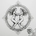 Tattoo design a “celestial dance” of two figu… – tattoo sketch (№1755579691_0, 19.08.2025 05:01) — tattoovalue.net