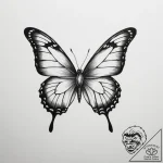 Tattoo design a single butterfly with two bod… – tattoo sketch (№1755580289_0, 19.08.2025 05:11) — tattoovalue.net