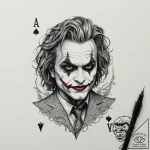 The joker’s playing card, tattoo line art, de… – tattoo sketch (№1755581077_0, 19.08.2025 05:24) — tattoovalue.net