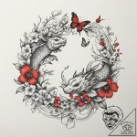 Tattoo design: a composition of blooming appl… – tattoo sketch (№1755582067_0, 19.08.2025 05:41) — tattoovalue.net