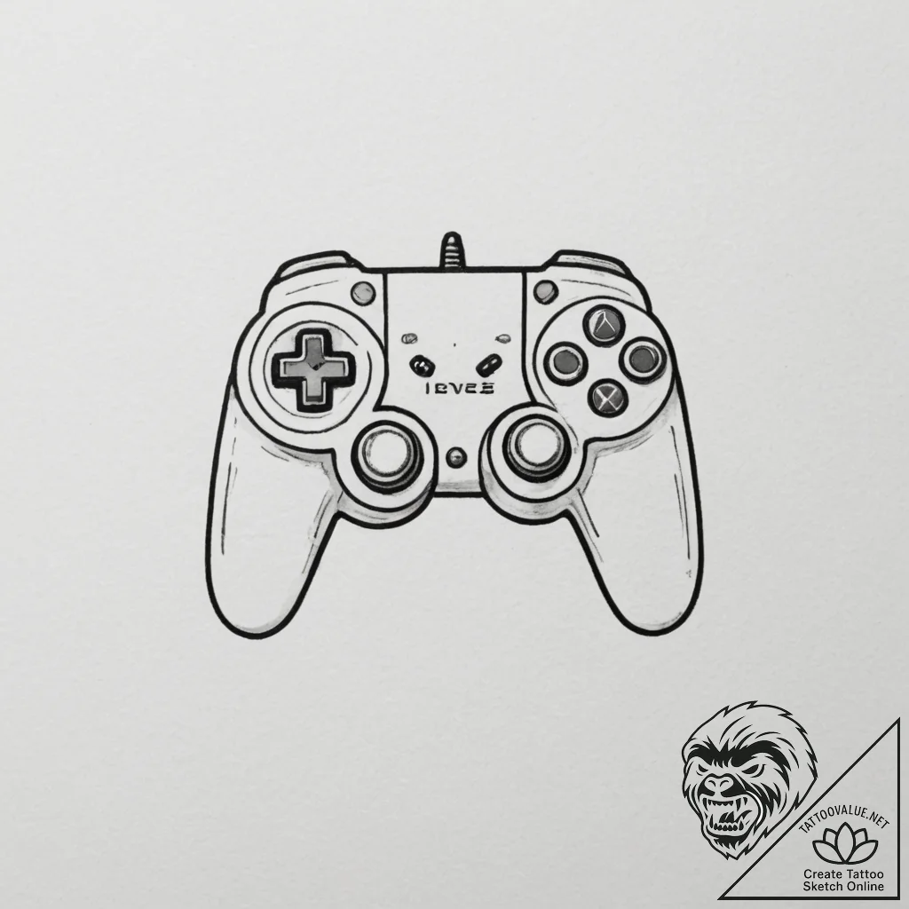 Tattoo sketch a gaming console in standby mod... - tattoo sketch (№1755583450_0, 19.08.2025 06:04) — tattoovalue.net