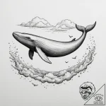 A whale swimming through clouds, tattoo sketc… – tattoo sketch (№1755583648_0, 19.08.2025 06:07) — tattoovalue.net