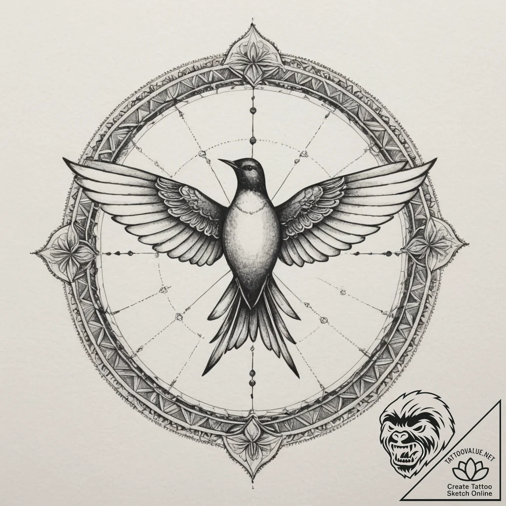 Swallow, concept art for tattoo, geometric ta... - tattoo sketch (№1755584044_0, 19.08.2025 06:14) — tattoovalue.net