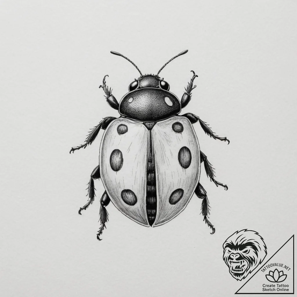 Tattoo design a delicate ladybug, bringing go... - tattoo sketch (№1755584639_0, 19.08.2025 06:23) — tattoovalue.net