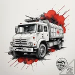 Tattoo design a stylized military vehicle tra… – tattoo sketch (№1755584835_0, 19.08.2025 06:27) — tattoovalue.net
