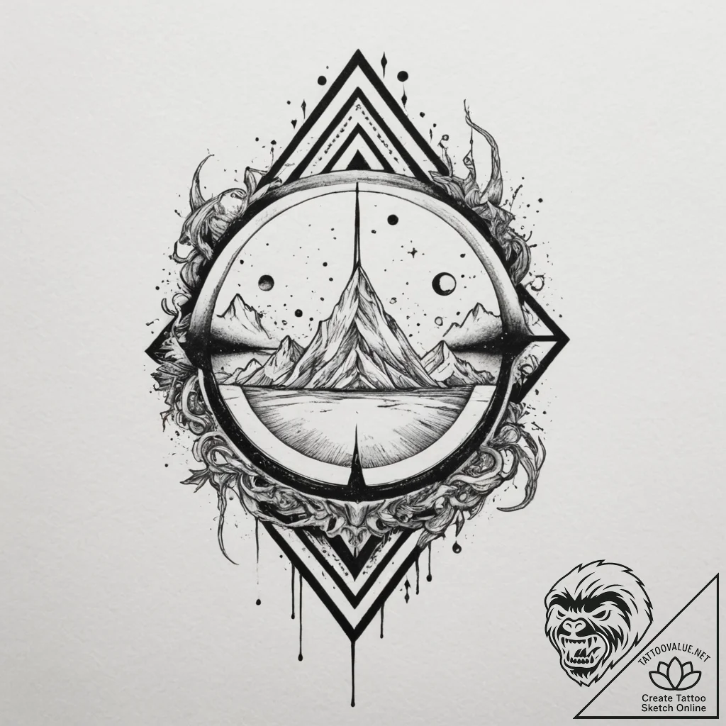 Space, concept art for tattoo, rough sketchy... - tattoo sketch (№1755585031_0, 19.08.2025 06:30) — tattoovalue.net
