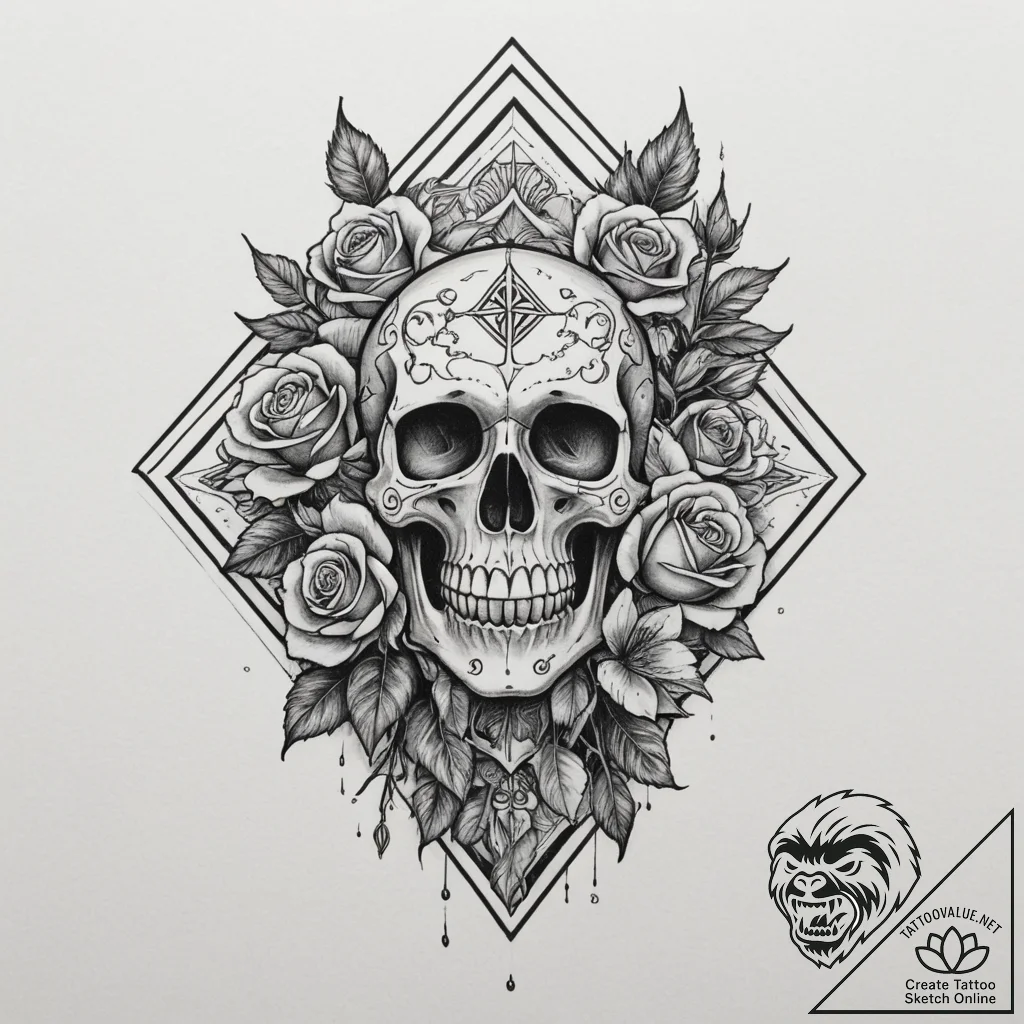 Tattoo design: a "seeded field" rhombus integ... - tattoo sketch (№1755585624_0, 19.08.2025 06:40) — tattoovalue.net
