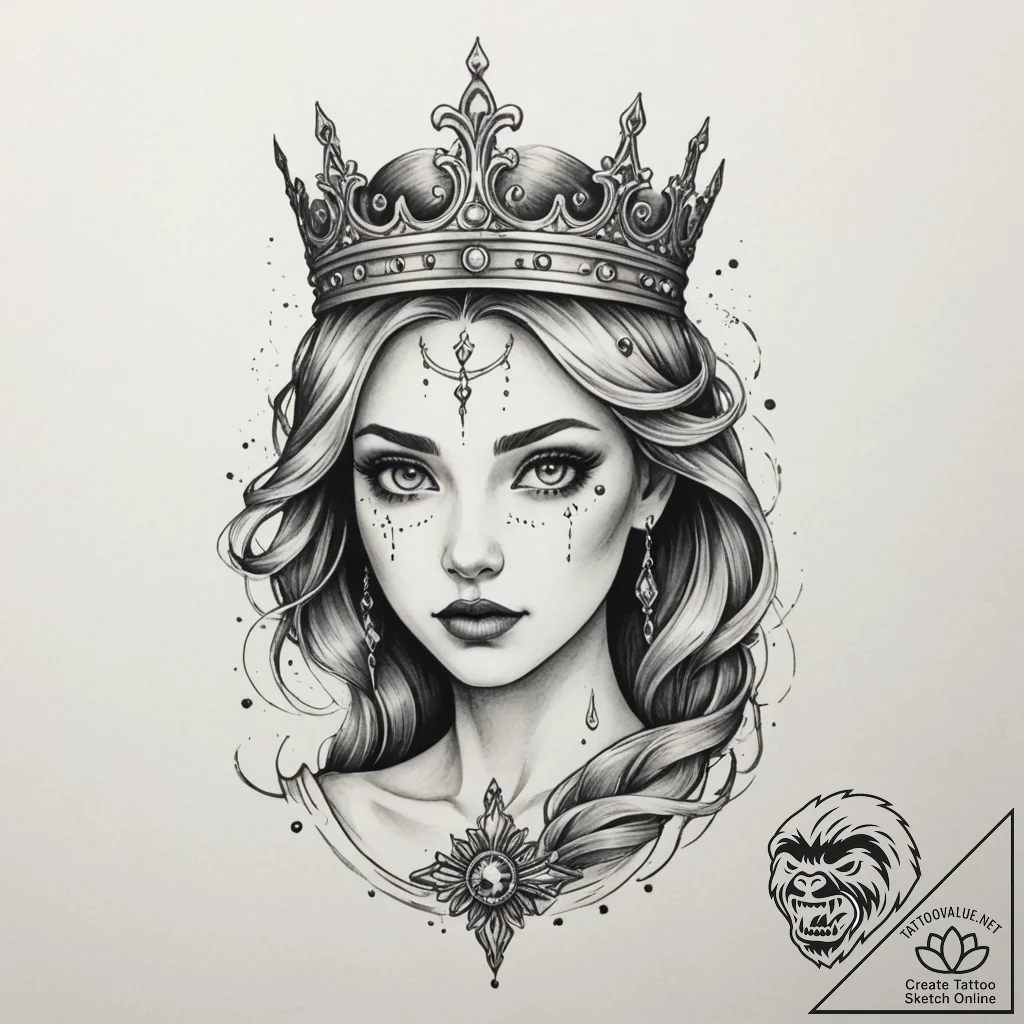 Tattoo design: a portrait of marzanna, with e... - tattoo sketch (№1755585823_0, 19.08.2025 06:43) — tattoovalue.net