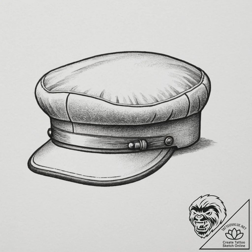Tattoo sketch a generic military cap or beret... - tattoo sketch (№1755586218_0, 19.08.2025 06:50) — tattoovalue.net