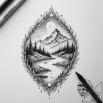 Tattoo sketch a glowing “quest marker” appear… – tattoo sketch (№1755587010_0, 19.08.2025 07:03) — tattoovalue.net